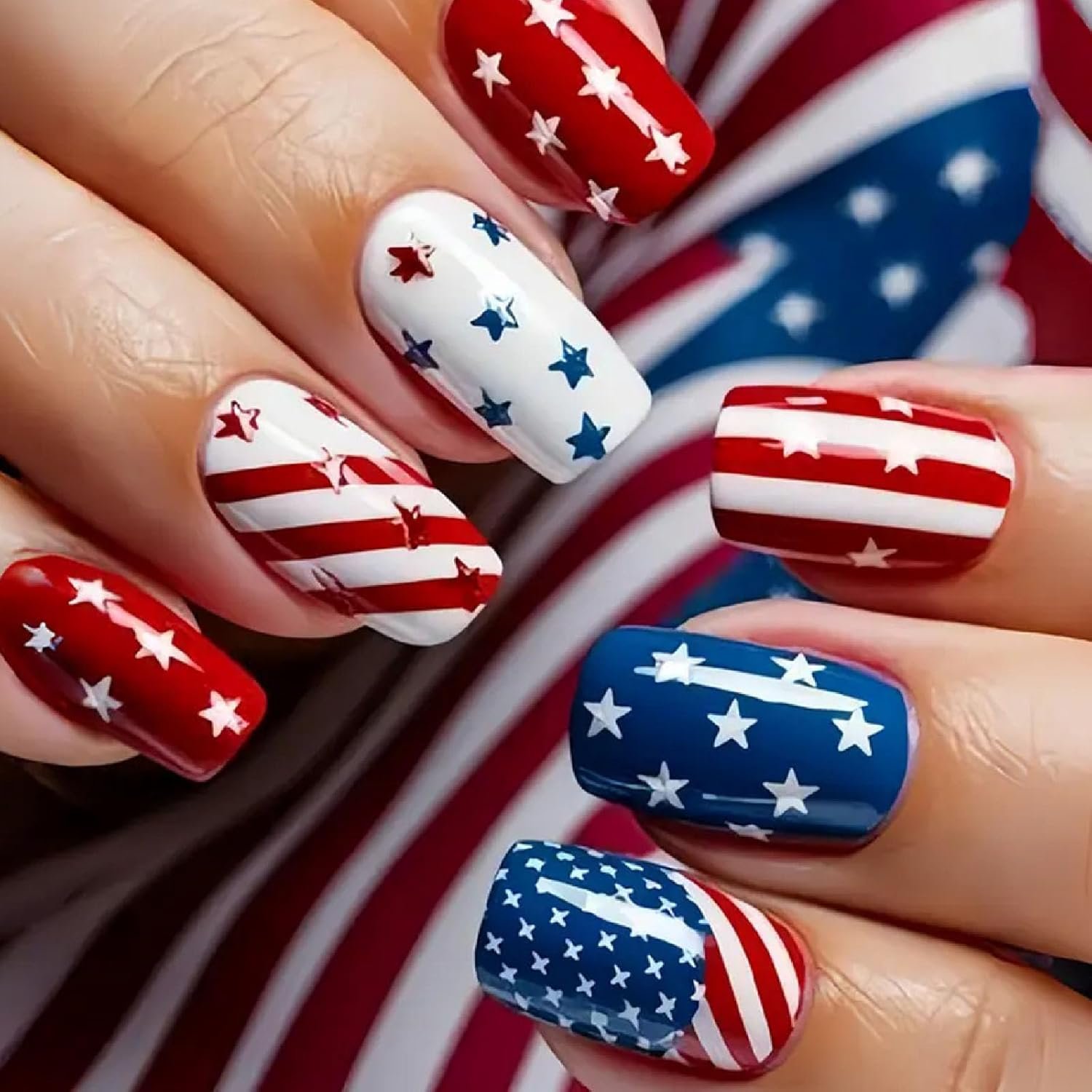 4th of july press on nail